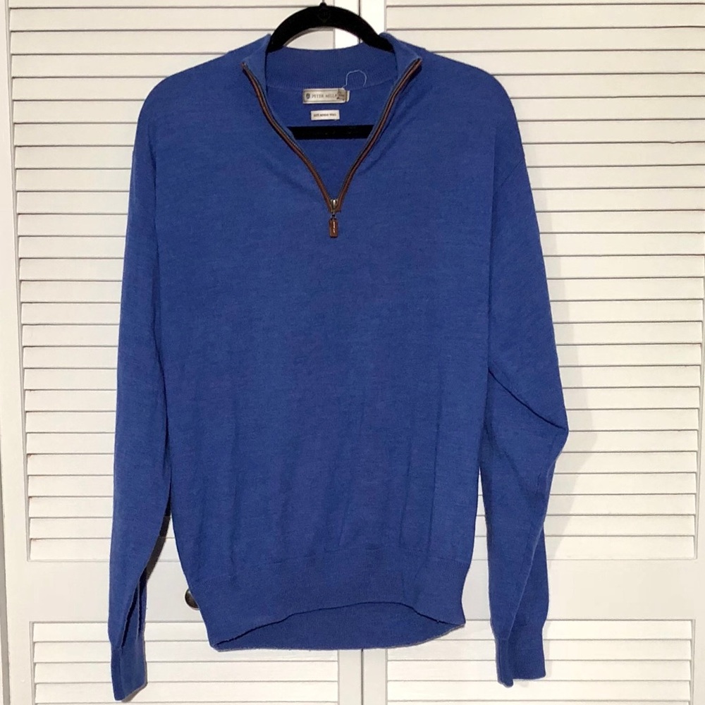 Peter Millar quarter zip with leather trim